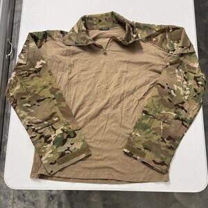 Voodoo Tactical Combat Shirt Mens XL Tan Camo Excellent Quarter Zip Multicam